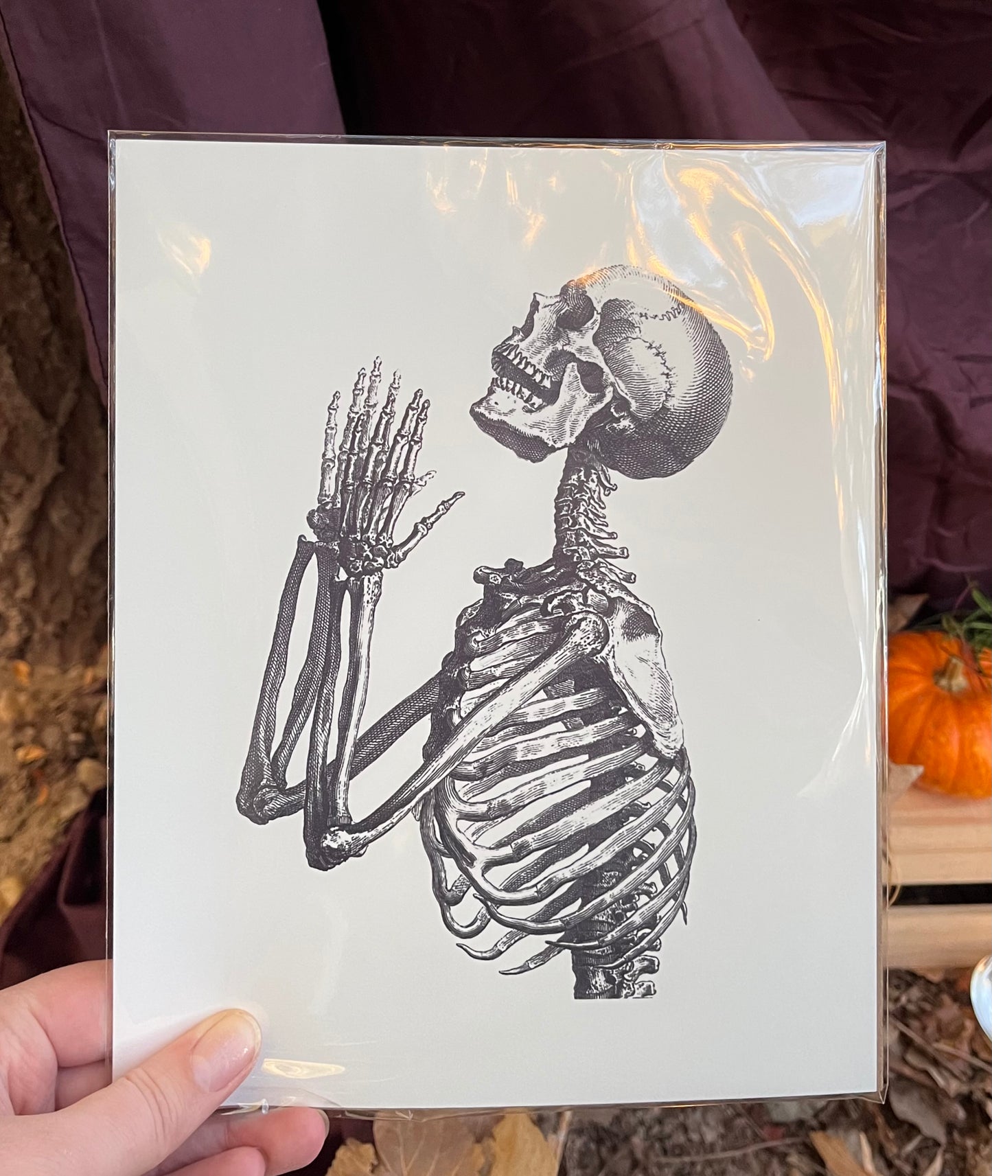 Vintage Print | Praying Skeleton
