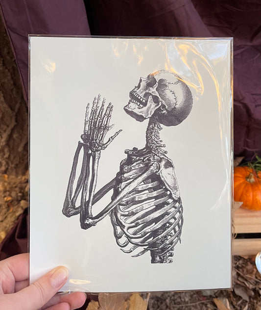 Vintage Print | Praying Skeleton