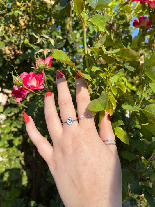 "Delftware" Handpainted Ring | Willa