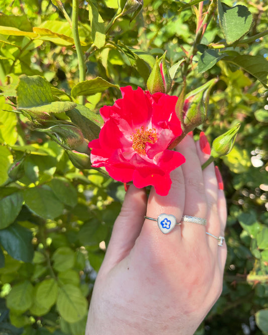 "Delftware" Handpainted Ring | Flora