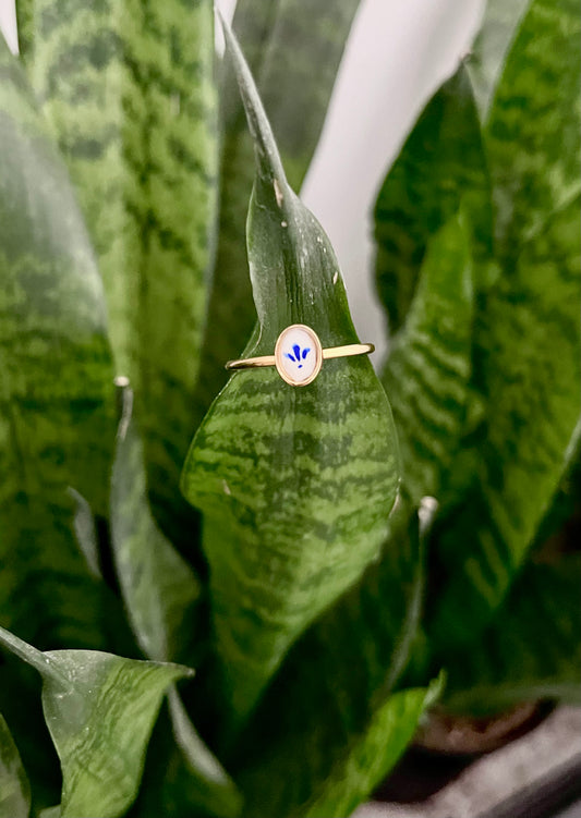 "Delftware" Handpainted Ring